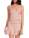 Lea & Viola Women's Textured Tweed Button-front Tank Top