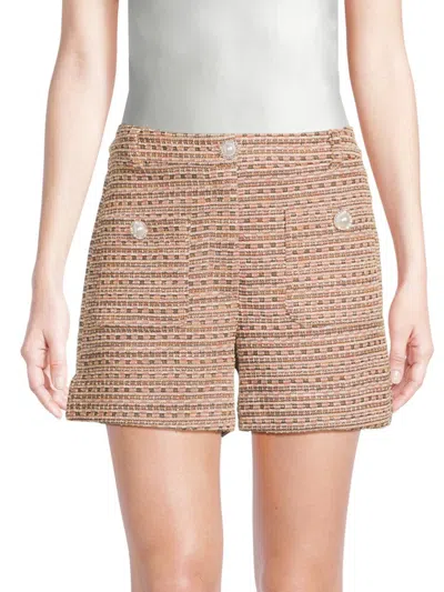 Lea & Viola Women's Tweed Button-detail Shorts In Brown