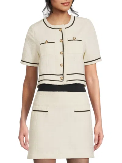 Lea & Viola Women's Tweed Cropped Jacket In Ivory