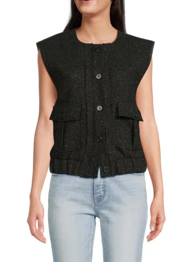 Lea & Viola Women's Tweed Vest In Black