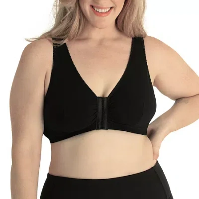 Leading Lady Cotton Front-close Comfort & Sleep Bra - 110 In Black