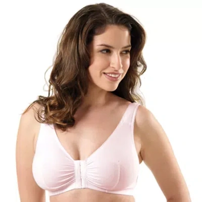 Leading Lady Cotton Front-close Comfort & Sleep Bra - 110 In Pink