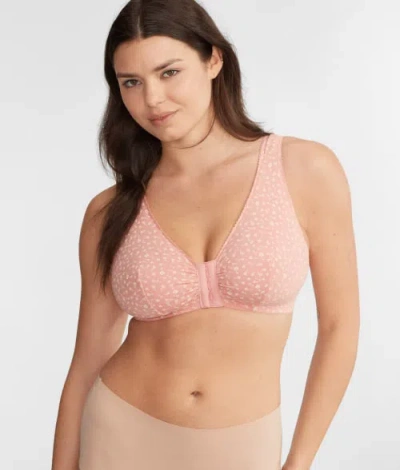 Leading Lady Meryl Front-close Wire-free Bra In Light Coral Floral