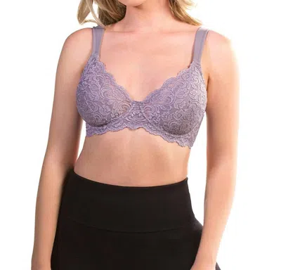 Leading Lady Scalloped Lace Underwire Full Figure Bra In Dusty Lavender In Purple