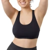 Leading Lady The Serena Wirefree Cotton Racerback Sports Bra- 514 In Black