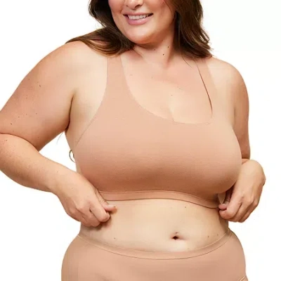 Leading Lady The Serena Wirefree Cotton Racerback Sports Bra- 514 In Brown