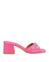 Lea-gu Woman Sandals Fuchsia Size 8 Calfskin In Pink