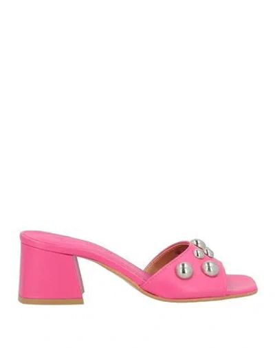 Lea-gu Woman Sandals Fuchsia Size 8 Calfskin In Pink