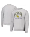 League Collegiate Wear Men's Heather Gray Michigan Wolverines Tall Arch Essential 2.0 Pullover Sweatshirt In Heather Gray