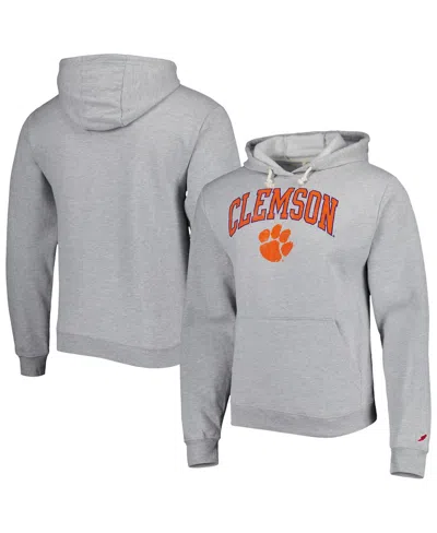 League Collegiate Wear Men's  Heather Gray Clemson Tigers Arch Essential Fleece Pullover Hoodie