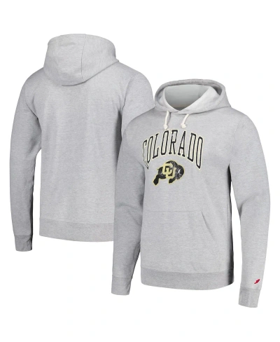 League Collegiate Wear Men's  Heather Gray Distressed Colorado Buffaloes Tall Arch Essential Pullover