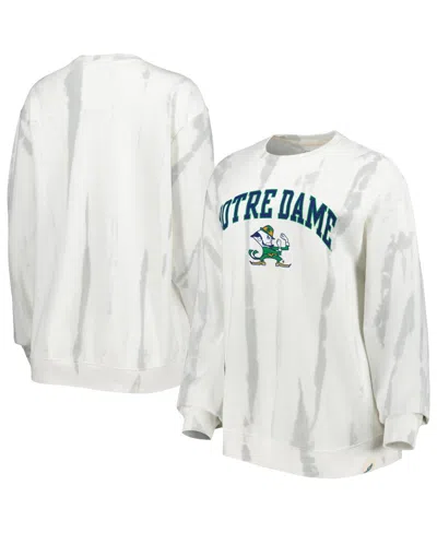 League Collegiate Wear Men's  White, Silver Notre Dame Fighting Irish Classic Arch Dye Terry Pullover In White,silver