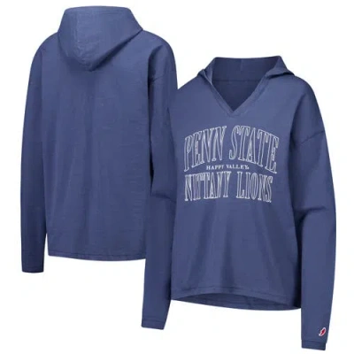 League Collegiate Wear Navy Penn State Nittany Lions Slub Long Sleeve V-neck Hoodie T-shirt