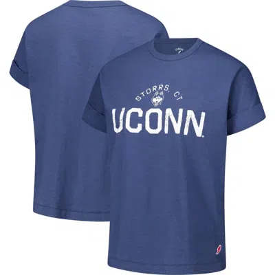 League Collegiate Wear Navy Uconn Huskies Slub Rolled Cuff T-shirt In Blue