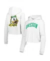 League Collegiate Wear Women's  Ash Oregon Ducks 2-hit 1636 Cropped Pullover Hoodie In Ash