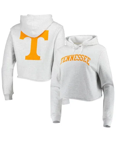 League Collegiate Wear Women's  Ash Tennessee Volunteers 2-hit 1636 Cropped Pullover Hoodie