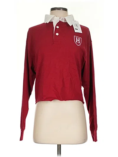Pre-owned League Long Sleeve Polo Shirt In Burgundy