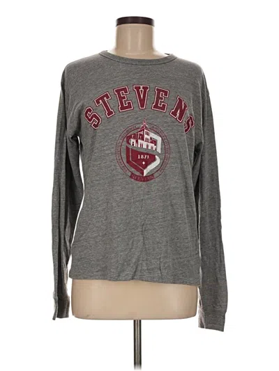 Pre-owned League Long Sleeve Top Gray Crew Neck Tops
