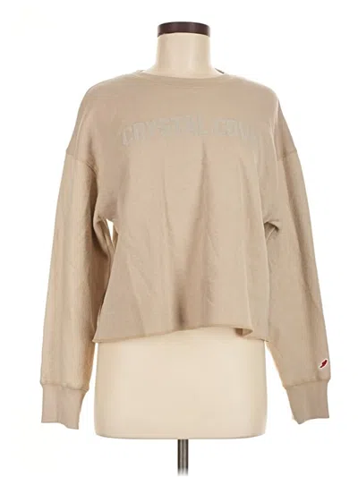 Pre-owned League Long Sleeve Top Tan Crew Neck Tops