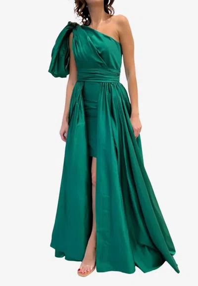 Leal Daccarett Isla Negra One-shoulder Gown In Green