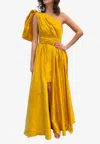 Leal Daccarett Isla Negra One-shoulder Gown In Yellow
