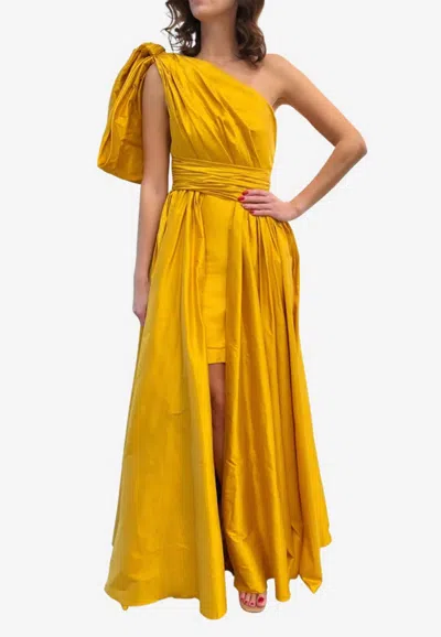 Leal Daccarett Isla Negra One-shoulder Gown In Yellow