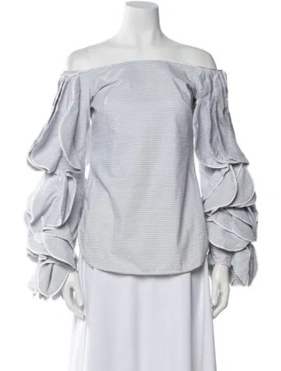 Pre-owned Leal Daccarett Striped Off-the-shoulder Blouse In Multi