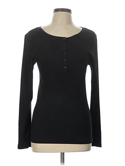 Pre-owned Leallo Long Sleeve Henley Shirt In Black