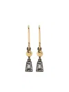 Leandra 18kt Yellow Gold Taper And Ball Diamond Dangle Earrings In Gold