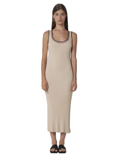 Leap Concept May Tencel Knitted Dress With Hand In Beige