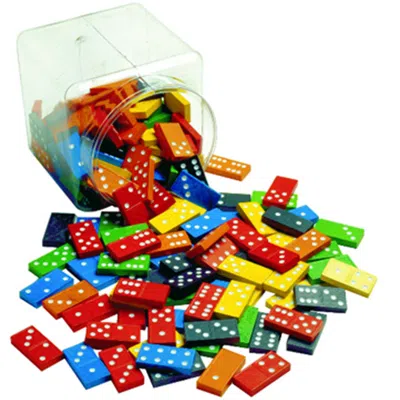 Learning Advantage Double 6 Color Dominoes 6 Sets- 168 Pcs In Storage Bucket