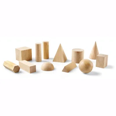 Learning Resources 12 Piece Hardwood Geometric Solids In Brown