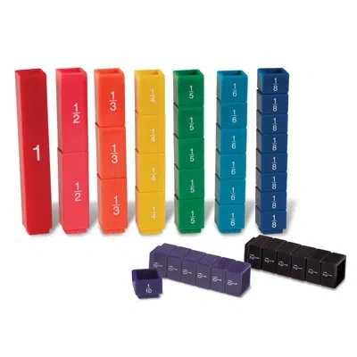 Learning Resources 51 Piece Fraction Tower Cubes Fraction Numbers Set In Multi