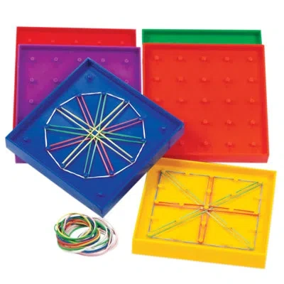 Learning Resources 6 Piece Geoboards Double Sided Rainbow Set