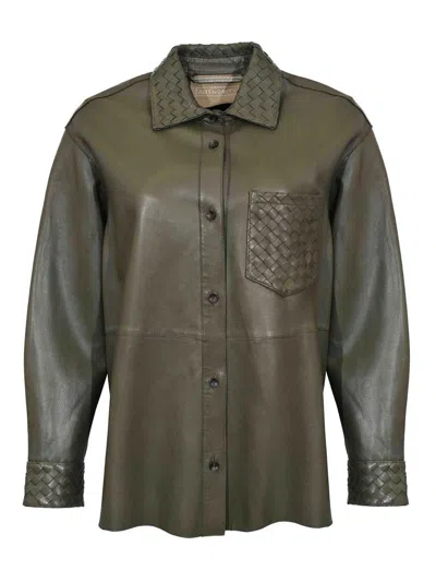 Leather Authority Essaouira Weaved Jacket In Agave Leather In Green