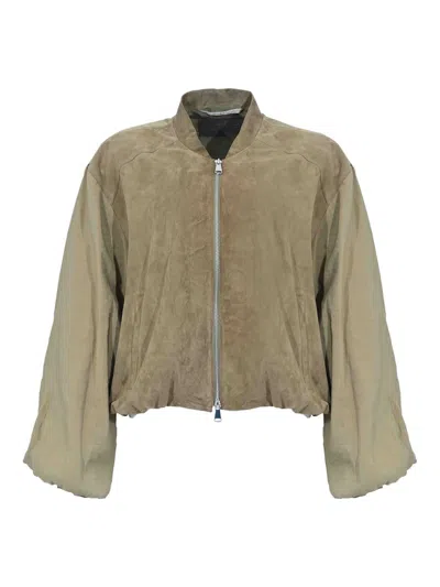 Leather Authority Ella Mix Suede Jacket In Green