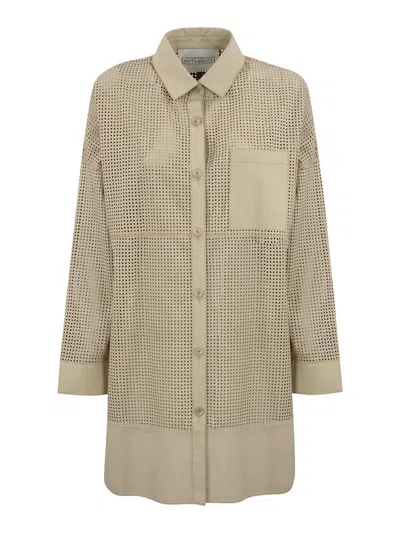 Leather Authority Swap Silk Shirt In Leather In White