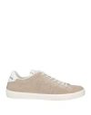 LEATHER CROWN LEATHER CROWN MAN SNEAKERS BEIGE SIZE 8 LEATHER, TEXTILE FIBERS