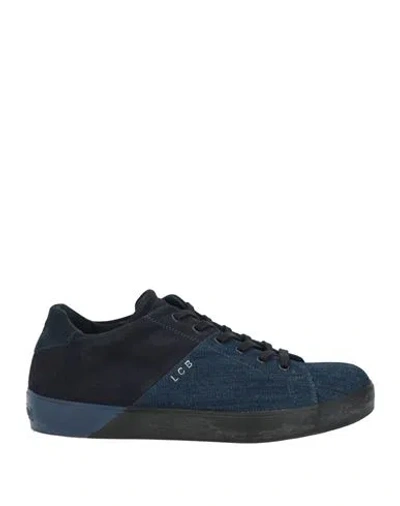 Leather Crown Man Sneakers Blue Size 9 Leather, Textile Fibers