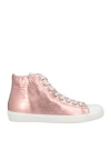 Leather Crown Woman Sneakers Rose Gold Size 7 Soft Leather, Textile Fibers In Rose Gold
