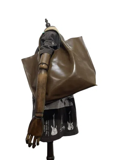 Pre-owned Leather Full  Gianni Chiarinni Italy Tote Bag 9 In Green