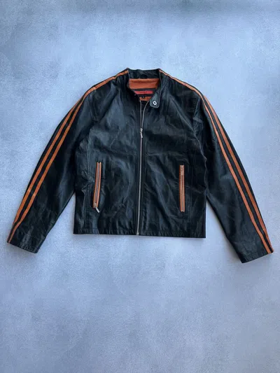 Pre-owned Leather Jacket X Moto Vintage Abrams Black Moto Leather Jacket