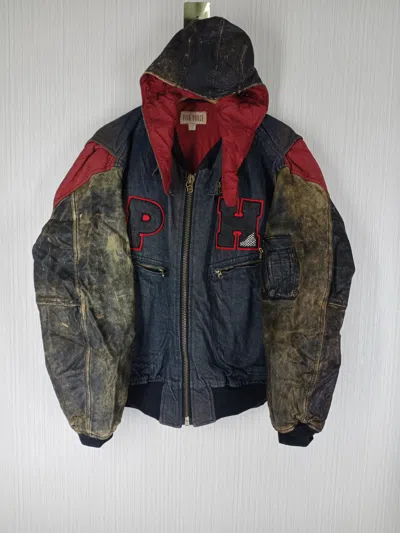 Pre-owned Leather Jacket X Pink House Bomber Denim Leather Hoodie Jacket In No Colour
