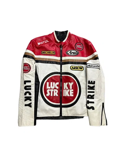 Pre-owned Leather Jacket X Racing Lucky Strike 1990s Leather Jacket In White
