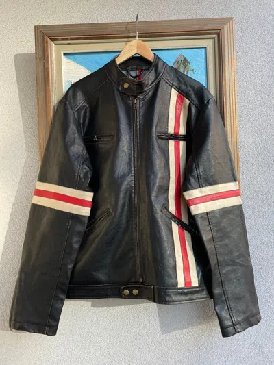 Pre-owned Leather Jacket X Racing Vintage Light Leather Racing Jacket Henry Choice Hype In Black Brown Red