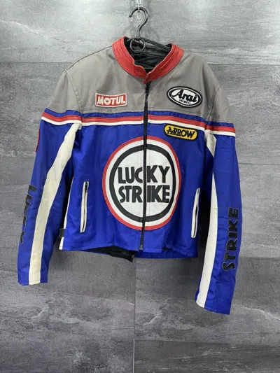 Pre-owned Leather Jacket X Racing Vintage Lucky Strike Racing Leather Mens Jacket Size S In Multicolor