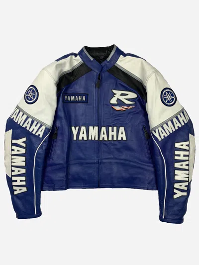 Pre-owned Leather Jacket X Racing Vintage Yamaha Leather Jacket Motorcycle Racing Jacket In Blue