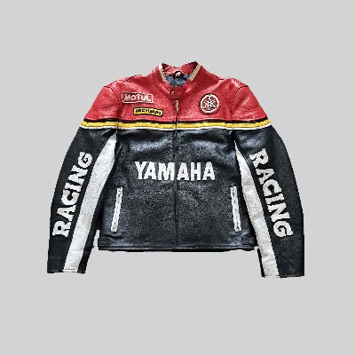Pre-owned Leather Jacket X Racing Yamaha Leather Jacket 90's Motorcycle Jacket In Black