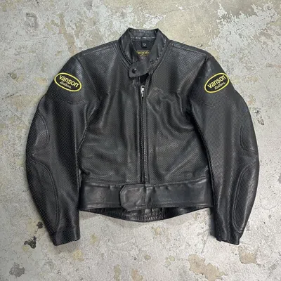 Pre-owned Leather Jacket X Vanson Leathers Vintage Vanson Leather Motorcycle Biker Black Leather Jacket