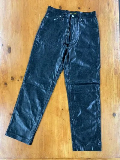 Pre-owned Leather Jacket X Vintage Faux Leather Pants In Black